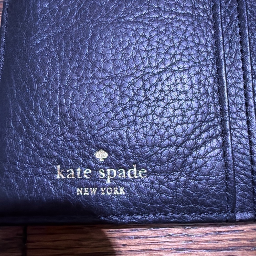KATE SPADE New York Black Pebbled Leather Wallet Clutch organizer card id - Picture 3 of 6